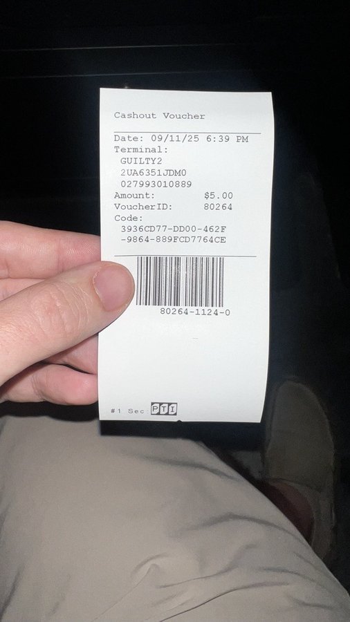 Cashout voucher ticket